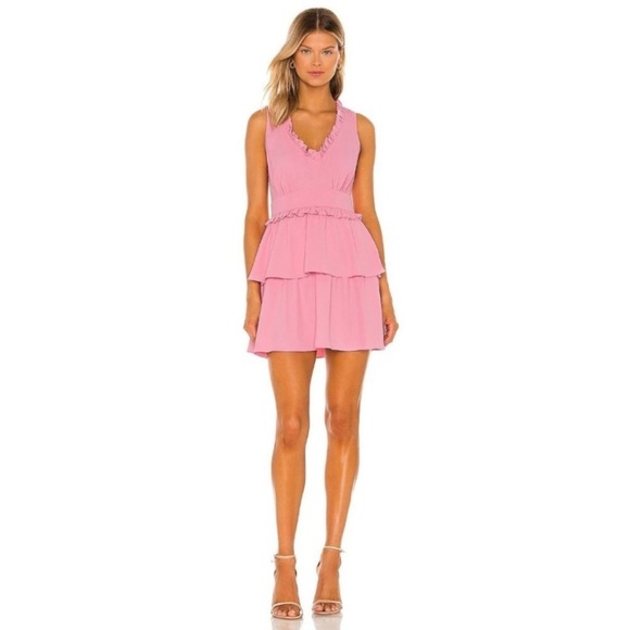 Amanda Uprichard pink Monetta ruffle dress in bloom color size xsmall - Picture 9 of 10